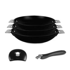 Lot De 3 Poêles Amovibles Cookway Avec Anse Et Poignée 20 24 28 Cm