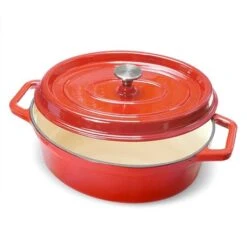 Cocotte En Fonte Ovale 33 Cm 6 L Rouge -Peuyer Magasin 213222 3 9 Cocotte en fonte ovale 33 cm 6 L rouge Mathon