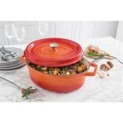 Cocotte En Fonte Orange Ovale 33 Cm 6 L -Peuyer Magasin 213261 2 5 Cocotte en fonte orange ovale 33 cm 6 L Mathon