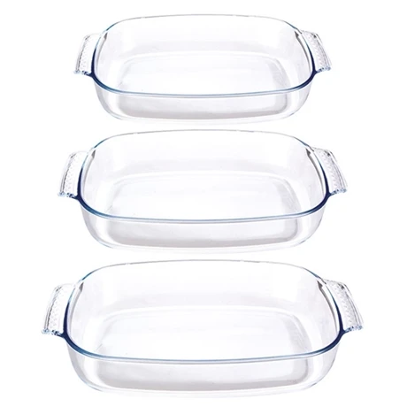 Set De 3 Plats à Four Rectangulaires En Verre Borosilicate 3 Set De 3 Plats à Four Rectangulaires En Verre Borosilicate