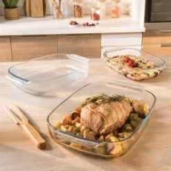 Peuyer Magasin -Peuyer Magasin 248000 1 4 Set de 3 plats a four rectangulaires en verre borosilicate Mathon